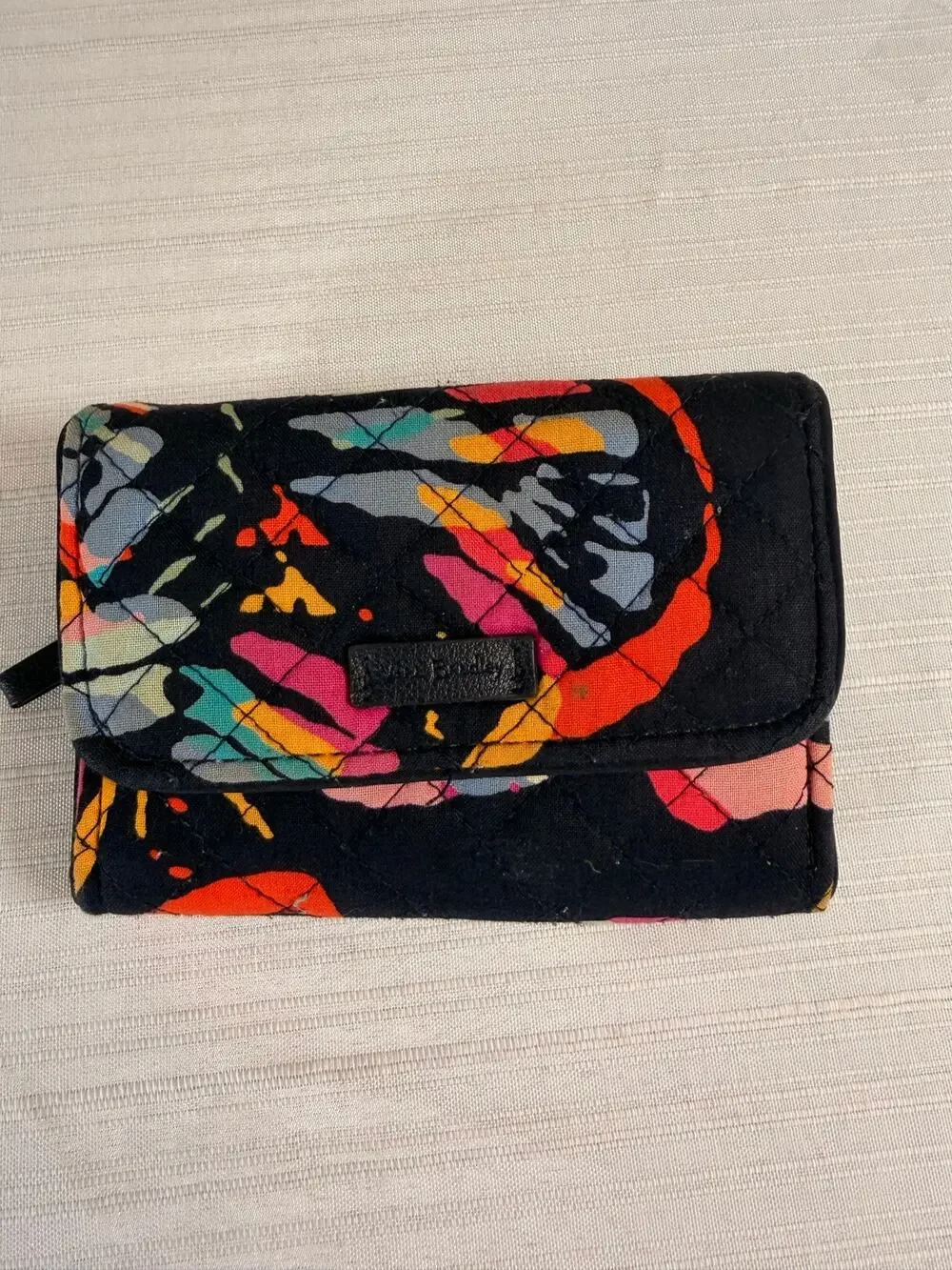 Vera Bradley Butterfly Flutter Riley Wallet RFID Black Multi-Color